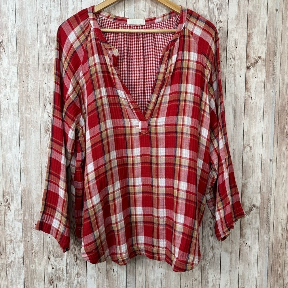 CP Shades Plaid Long Sleeve Pullover Cotton Top Size Small